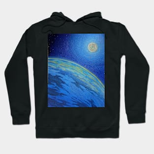 Oil Painting - Blue Planet and its Moon, 2008 Hoodie